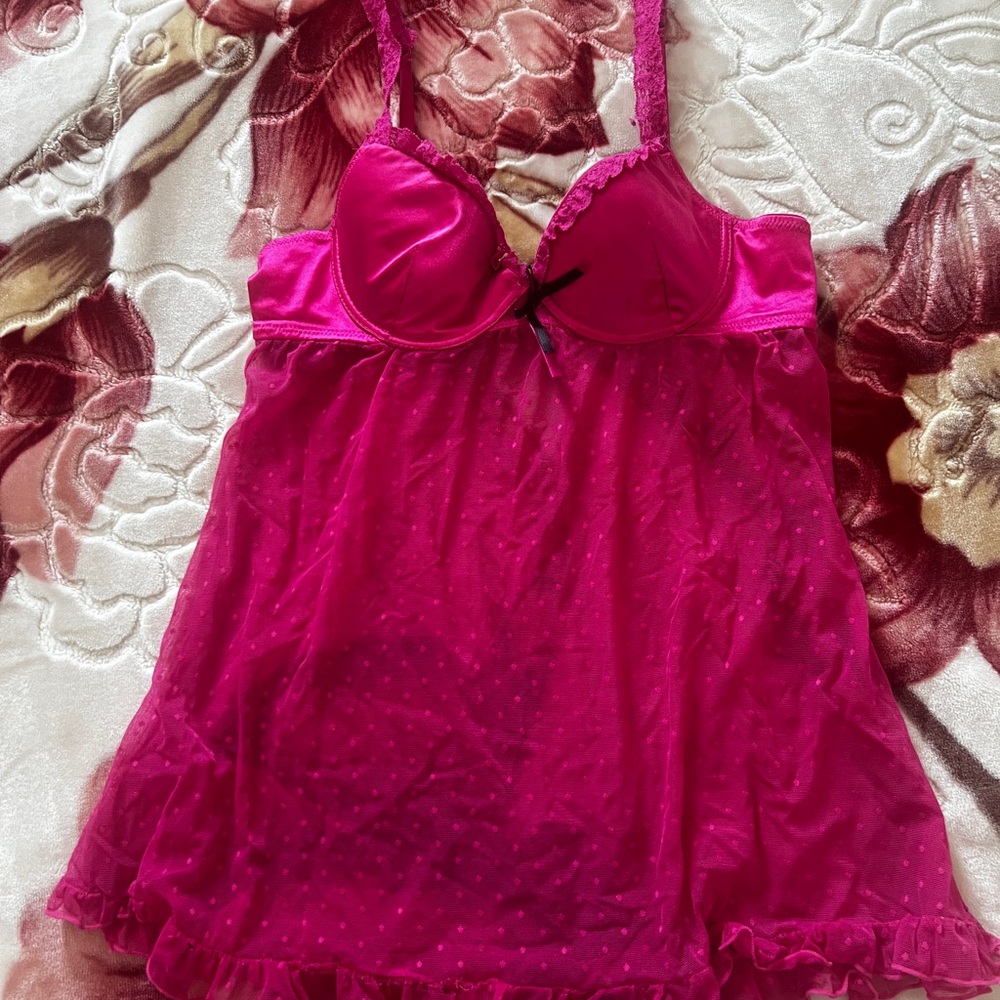 Y2K Rampage Hot Pink Lace Chemise